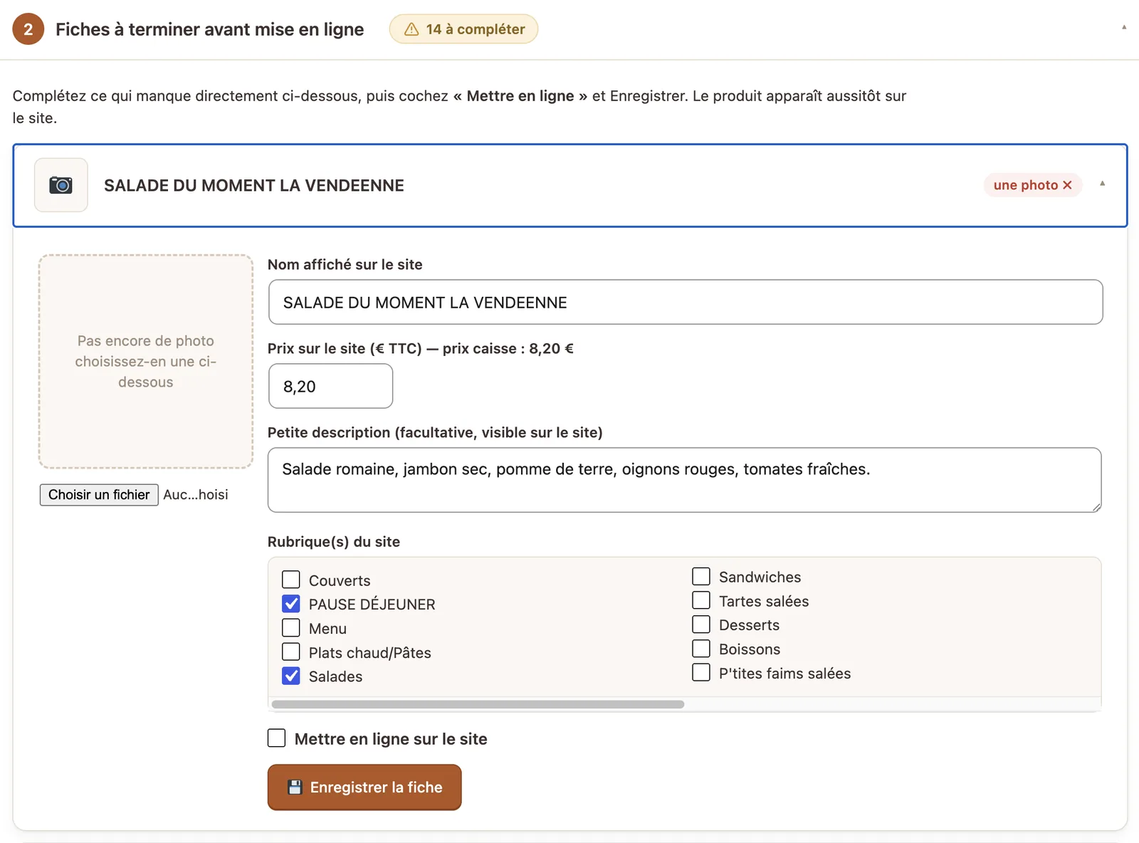 Ce qui reste à compléter avant publication